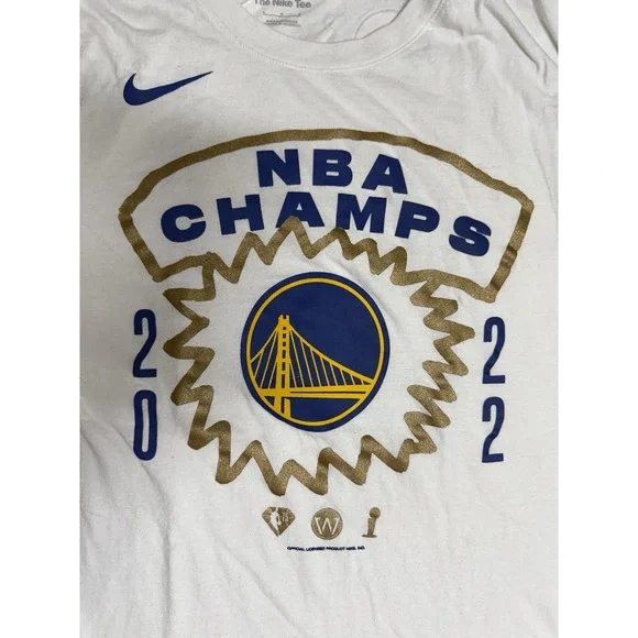 Nike Golden State Warriors 2022 NBA Champs White T Shirt Roster Mens Size L - Picture 1 of 7